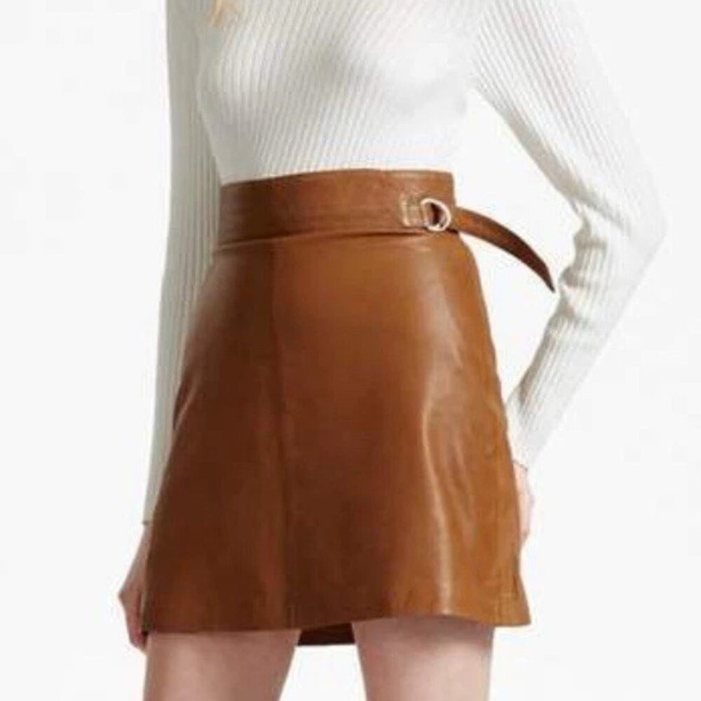 French Connection Sheepskin Leather Skirt NWT